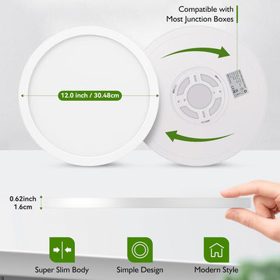 Lámpara LED empotrada techo 12pulg 28W 3200lum moderna