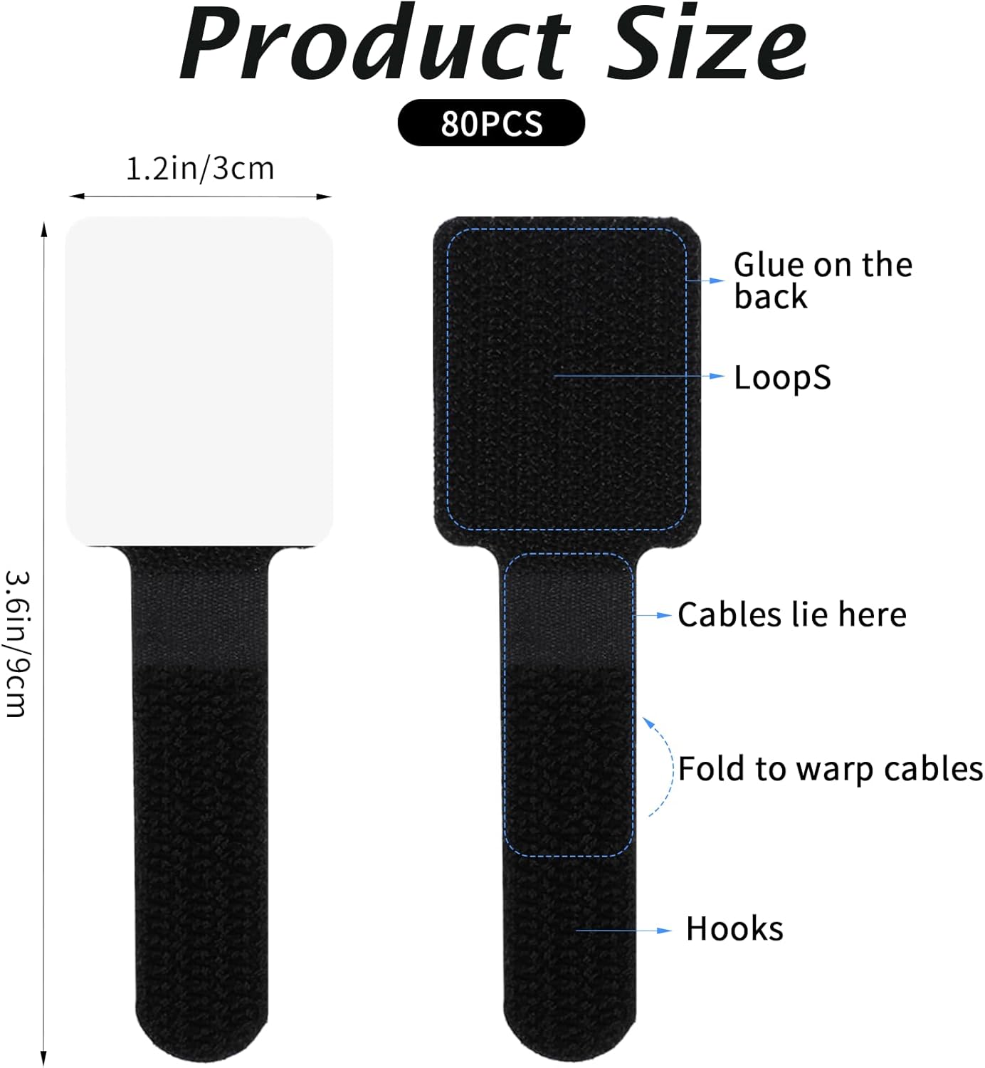 Bridas gancho bucle autoadhesivas organizador cables negro