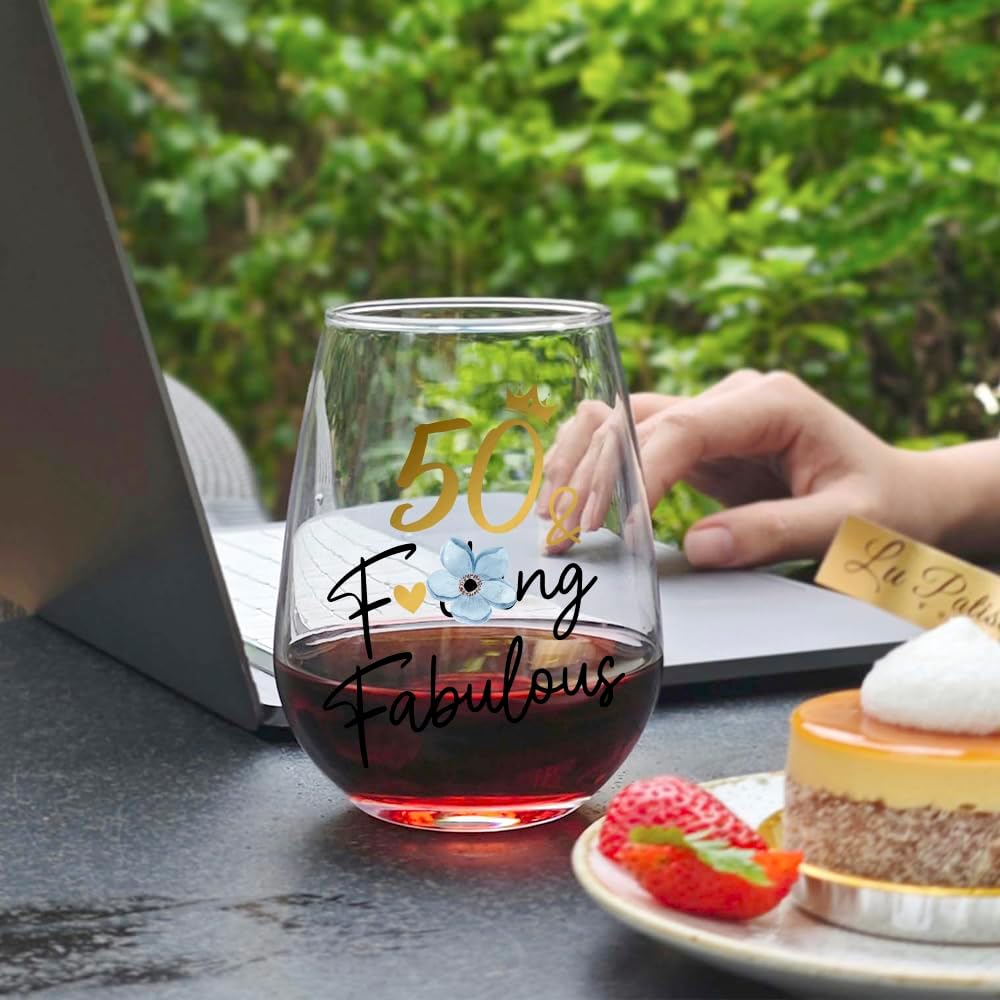 Copas de vino para cumpleaños 50 de abuela mamá esposa padres mujeres
