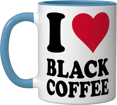 Taza de café cerámica Red Heart I Love Negro Azul/Blanco