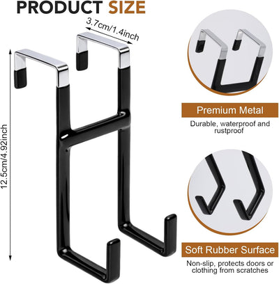 Gancho puerta pack 2 ganchos dobles metal goma antideslizante negro