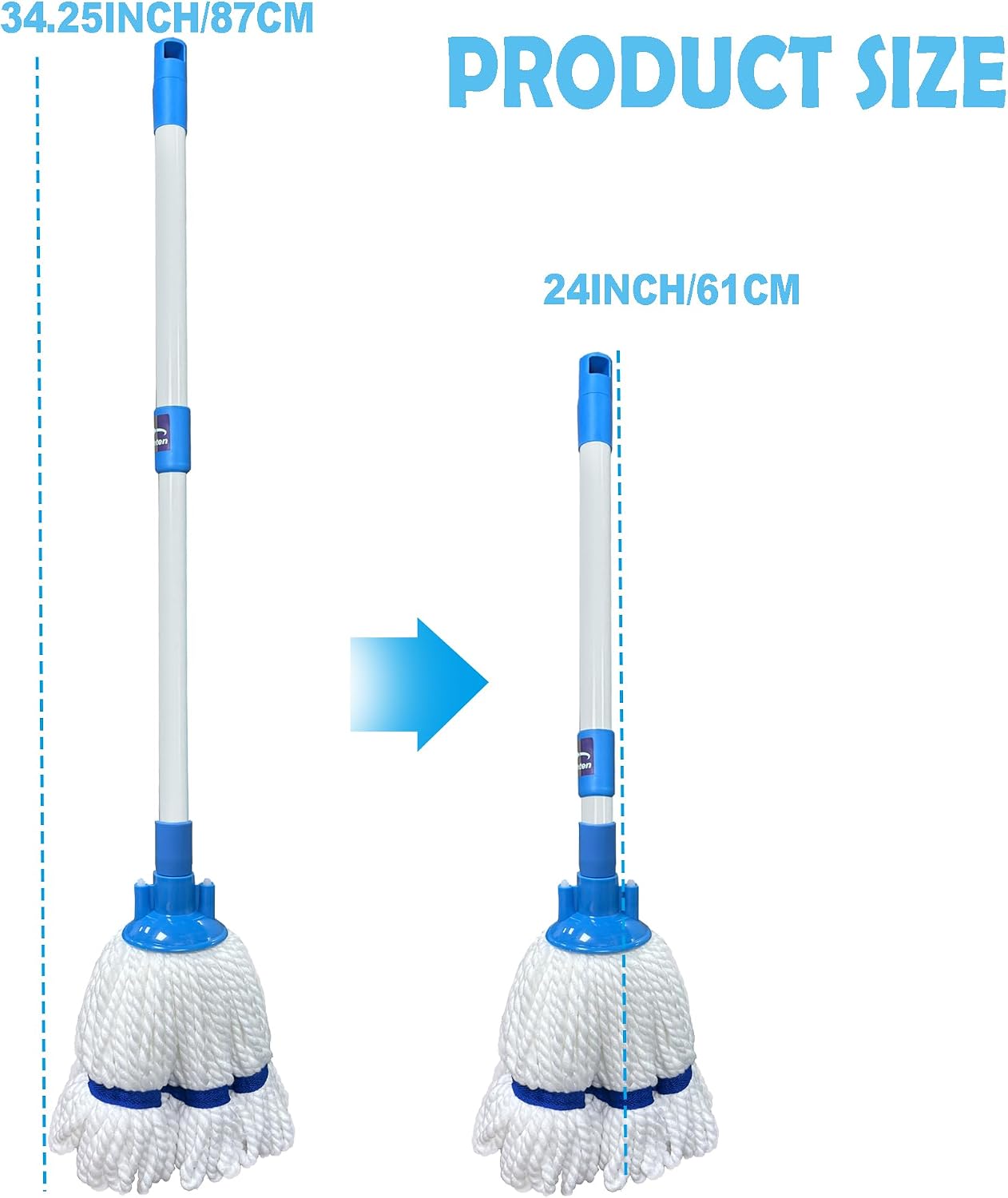 Mopa para niños retráctil color blancoazul