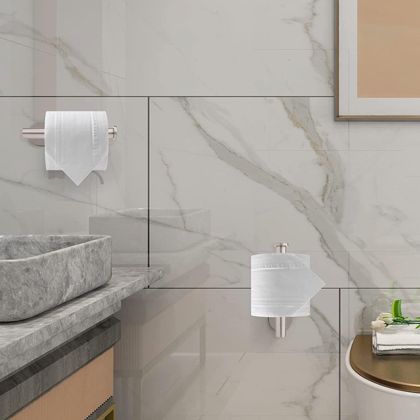 Soporte papel higiénico acero inox autoadhesivo baño cocina