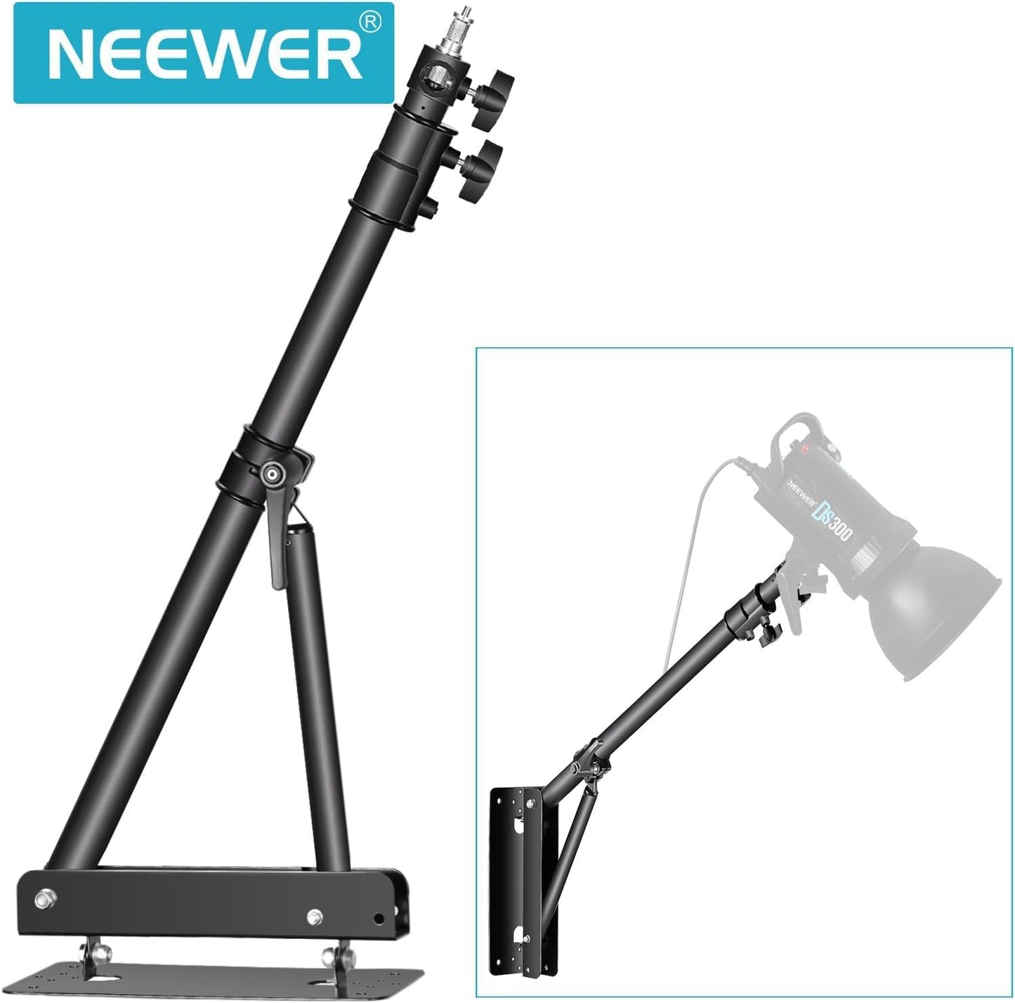 Brazo montaje pared luz estroboscópica 180cm Negro