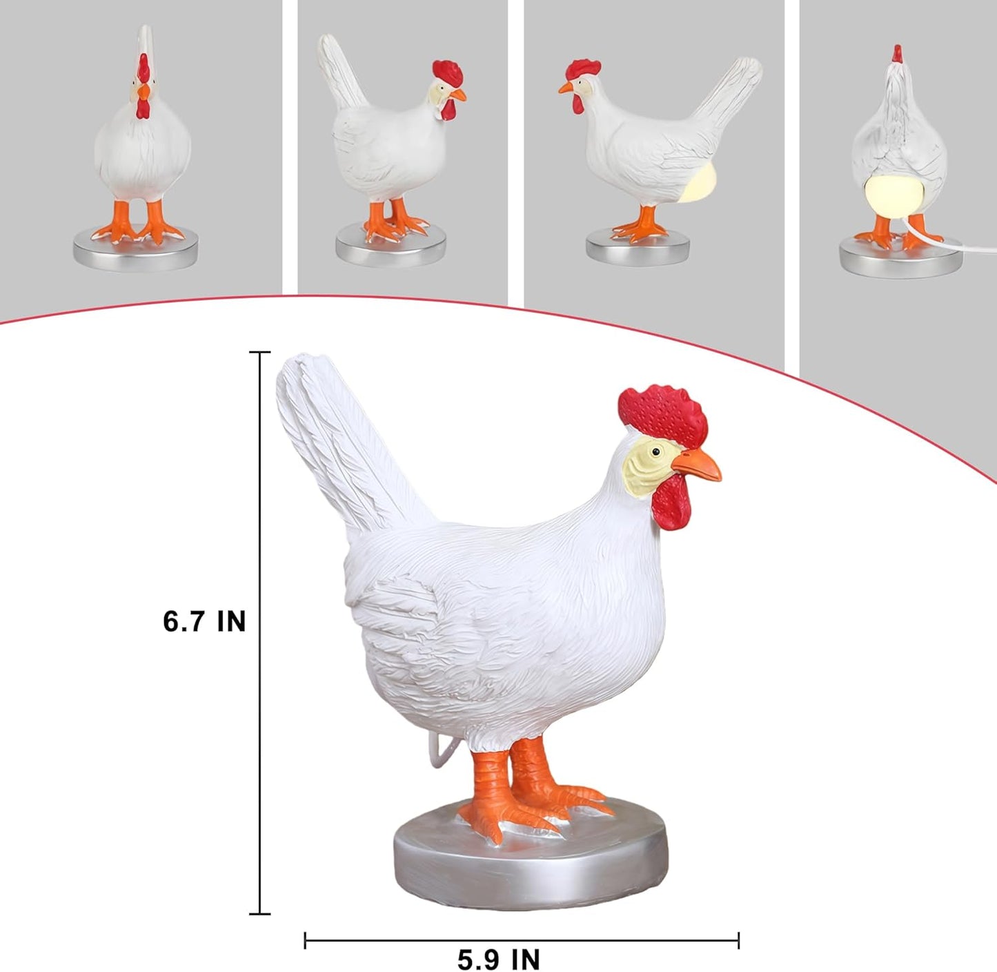 Lámpara Mesa Decorativa Pollo Resina Luz Nocturna