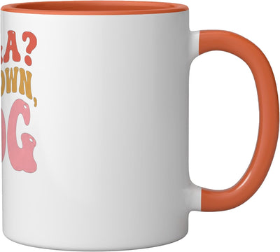Taza Cerámica Retro Perro Yoga Familia Chiste Orange/Blanco