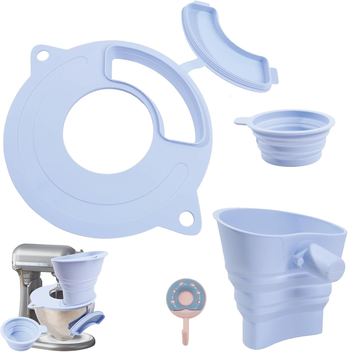 Cubierta silicona tazón comp batidora 4.5-5qt embudo harina