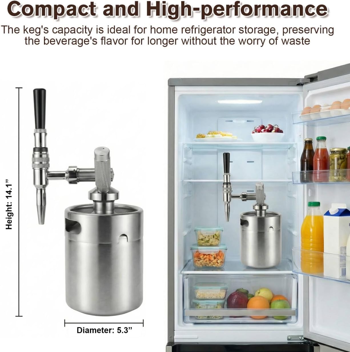 Cafetera Nitro 64oz Acero Inox con Válvula y Dispensador