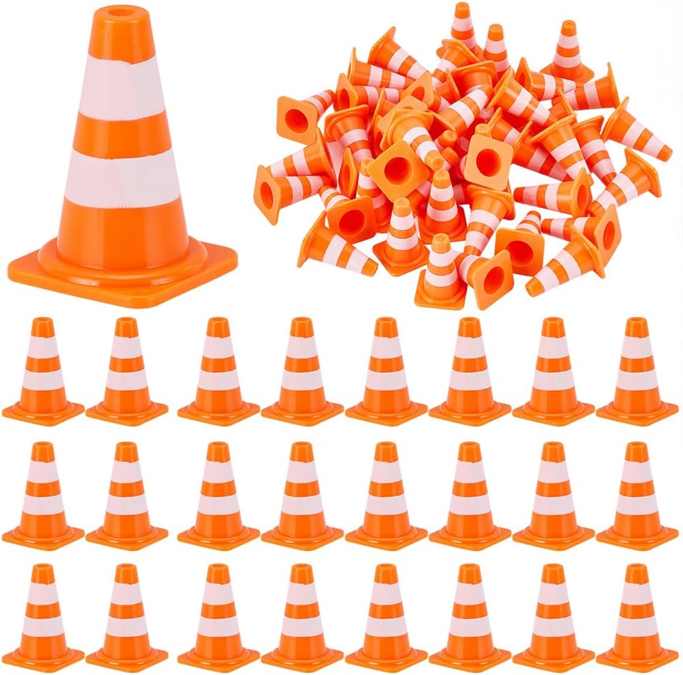 50 Mini Conos Seguridad Plástico ABS Naranja