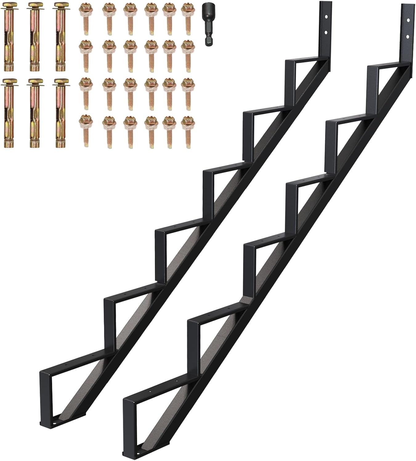 2 Elevadores Escalera Acero 6 Escalones Capacidad 3000lb 51.26pulg