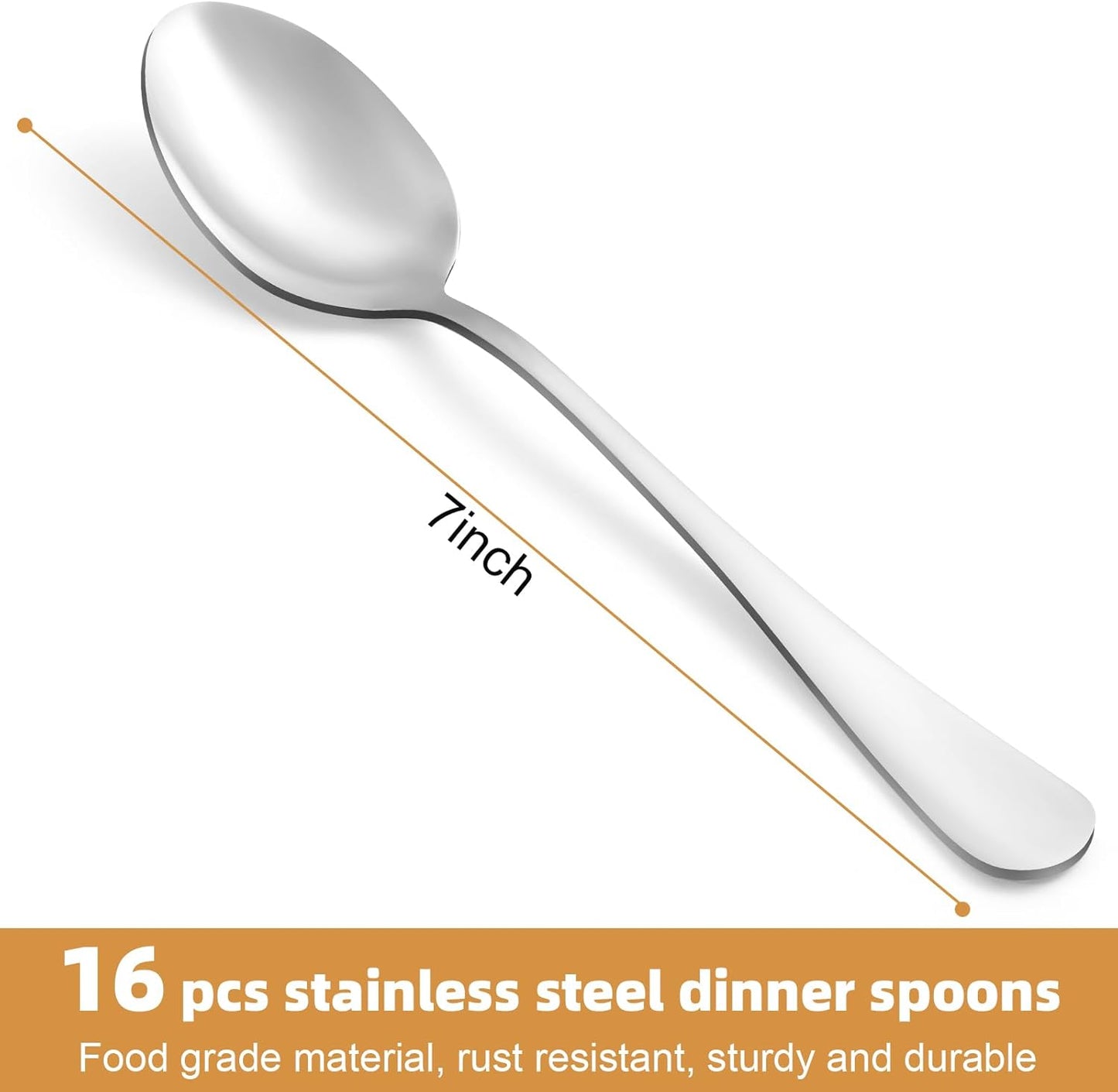 Juego de 16 cucharas de acero inoxidable grado alimenticio para hogar y cocina