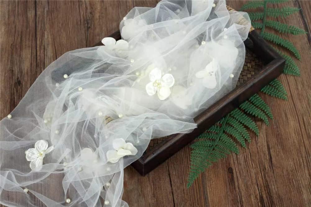 Manta envolvente bebé malla perlas florales blanco
