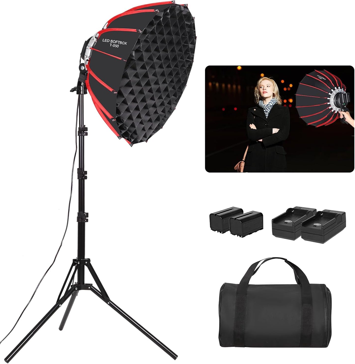 Luz LED Softbox 21pulg 60W recargable soporte estudio retrato