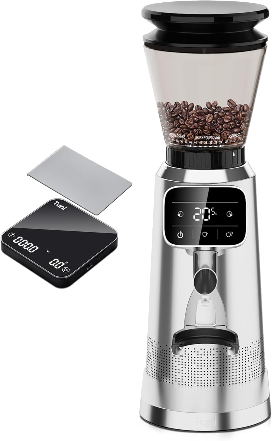 Molinillo de café con rebabas cónicas de astilla G2 digital negra