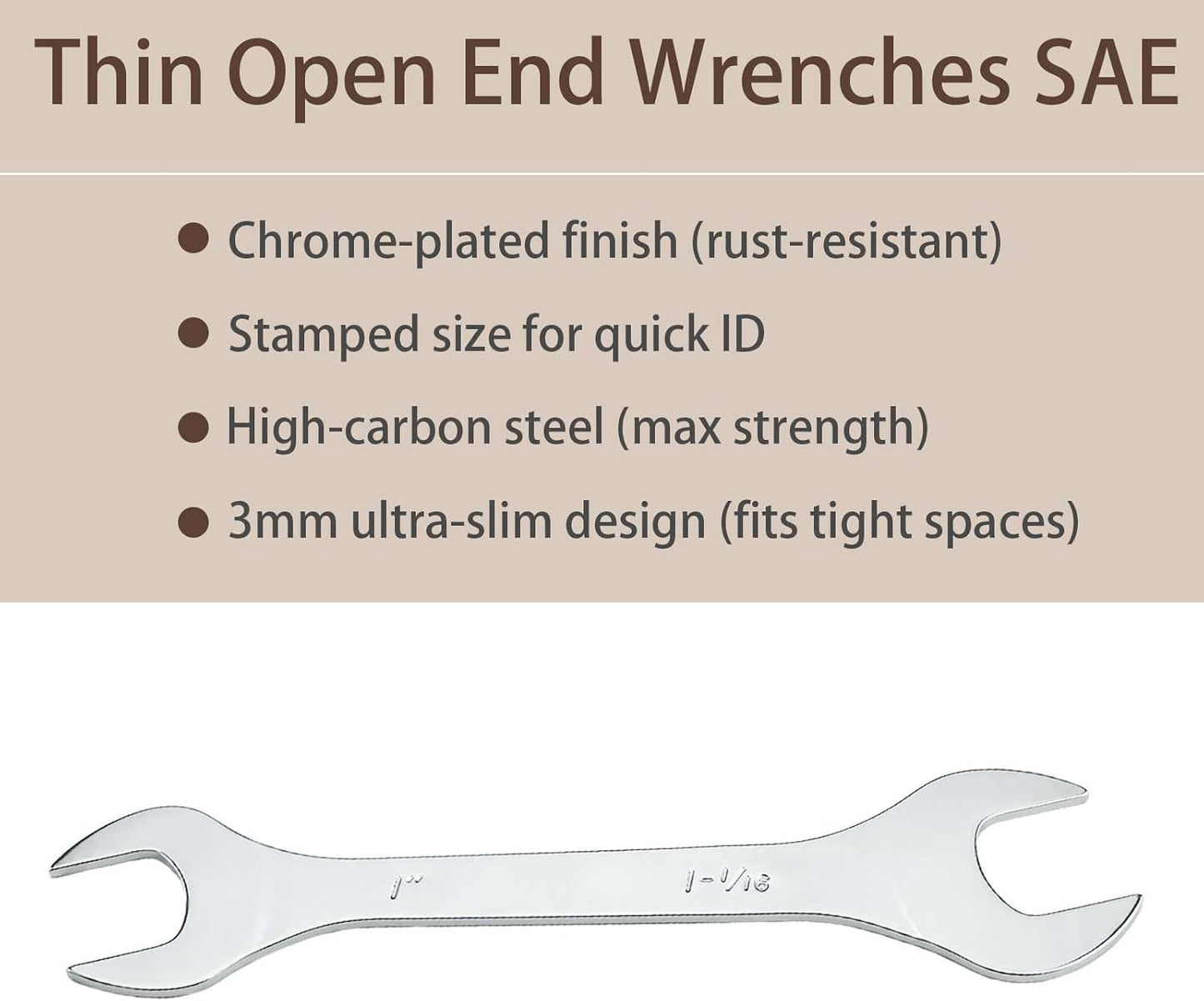 Llave fina SAE acero cromado 1x1-1/16pulg