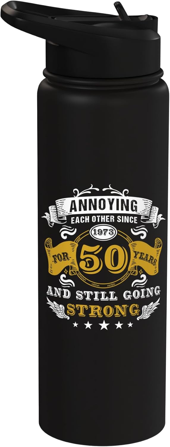 Botella de agua aislada de acero inoxidable para aniversario 50
