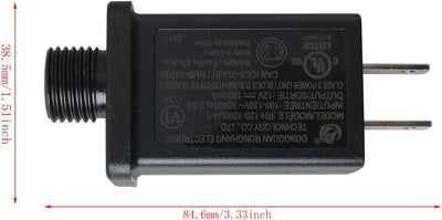 Adaptador carga muelle 12V 1A negro para árbol navidad y lampara