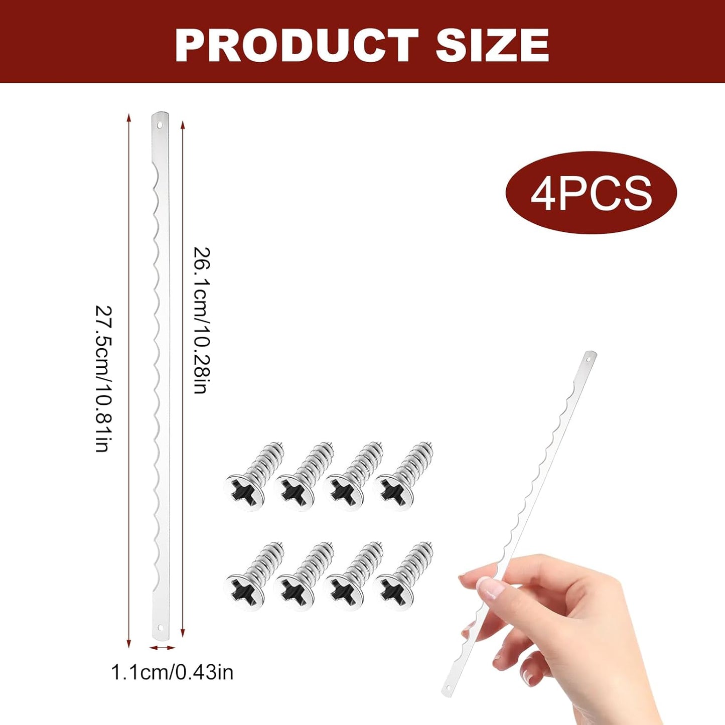 Paquete de 4 cuchillas de acero inoxidable para cuchillo de pan de madera