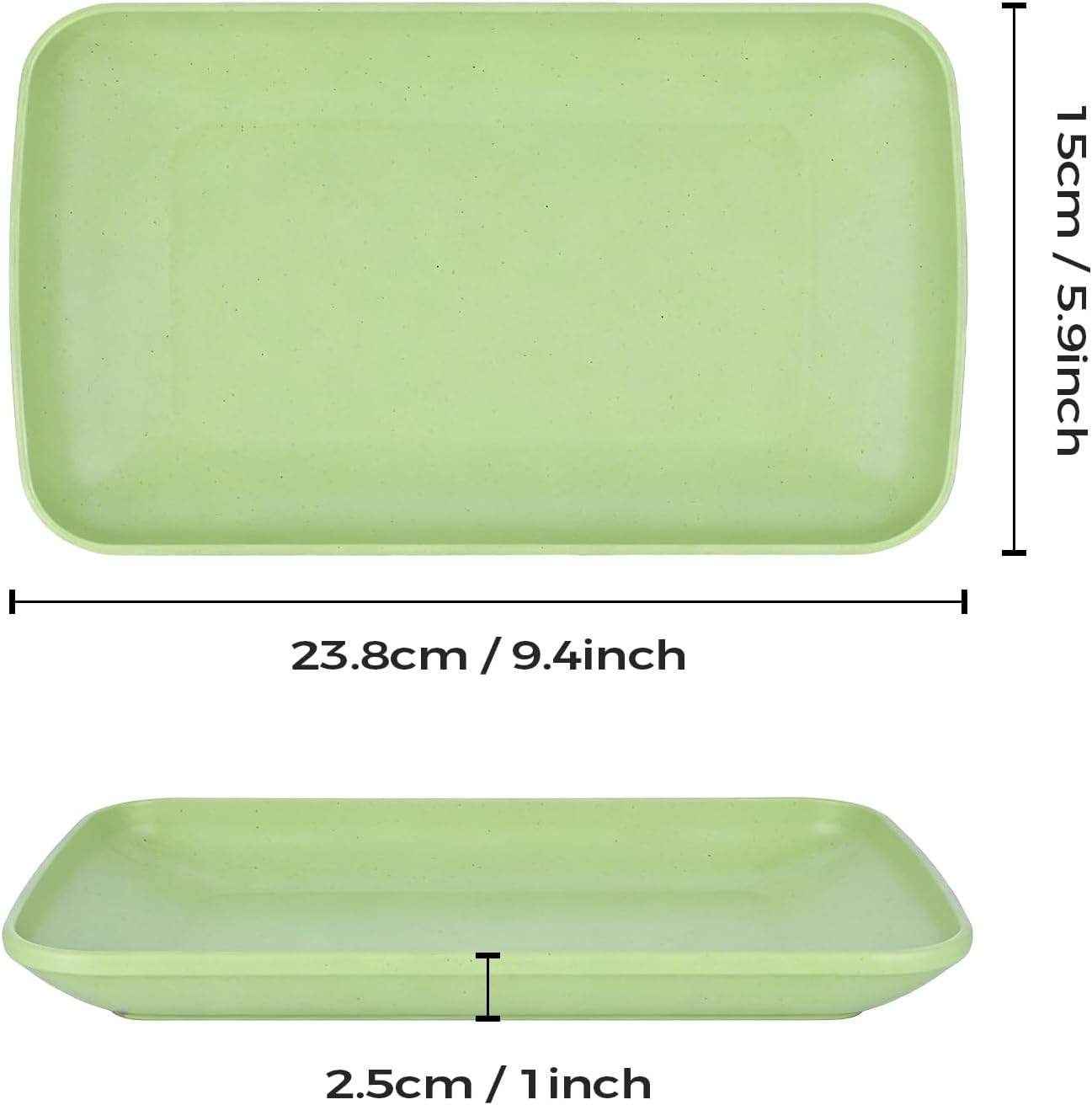 Platos rectangulares de paja de trigo sin BPA para hogar cocina campamento 9.25