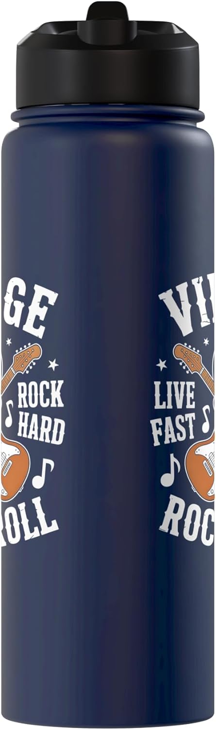 Botella de agua acero inoxidable vintage rock and roll