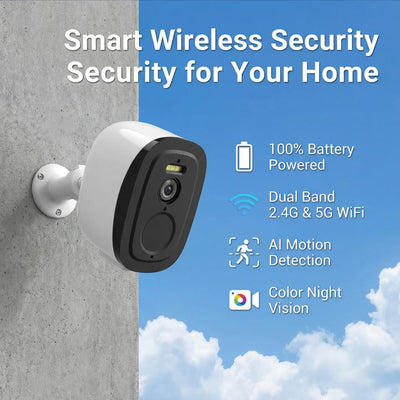 4 Cámaras Seguridad Inalámbricas 2K WiFi Detección Movimiento AI