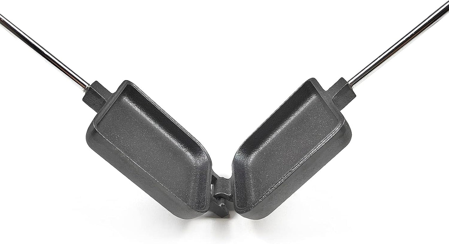 Juego 2 hierro cuadrado fundido mango acero inox y madera