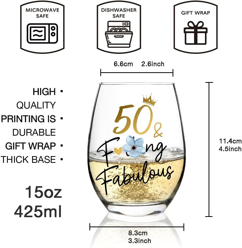Copas de vino para cumpleaños 50 de abuela mamá esposa padres mujeres