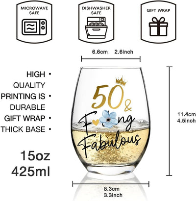 Copas de vino para cumpleaños 50 de abuela mamá esposa padres mujeres