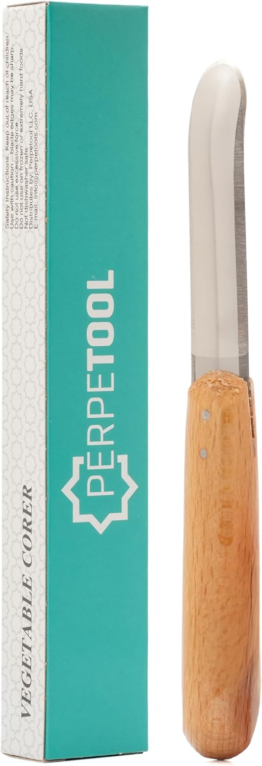 Herramienta descorazonadora de verduras y frutas con mango de madera