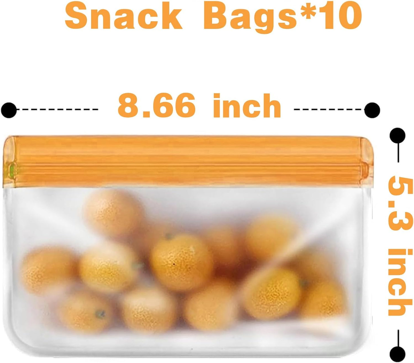 Paquete de 10 bolsas reutilizables de silicona sin BPA para aperitivos y viajes