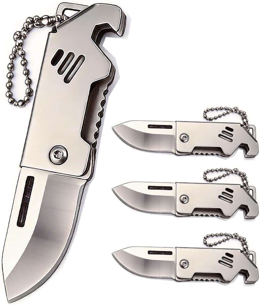 Cuchillo plegable EDC acero inox con abridor llavero