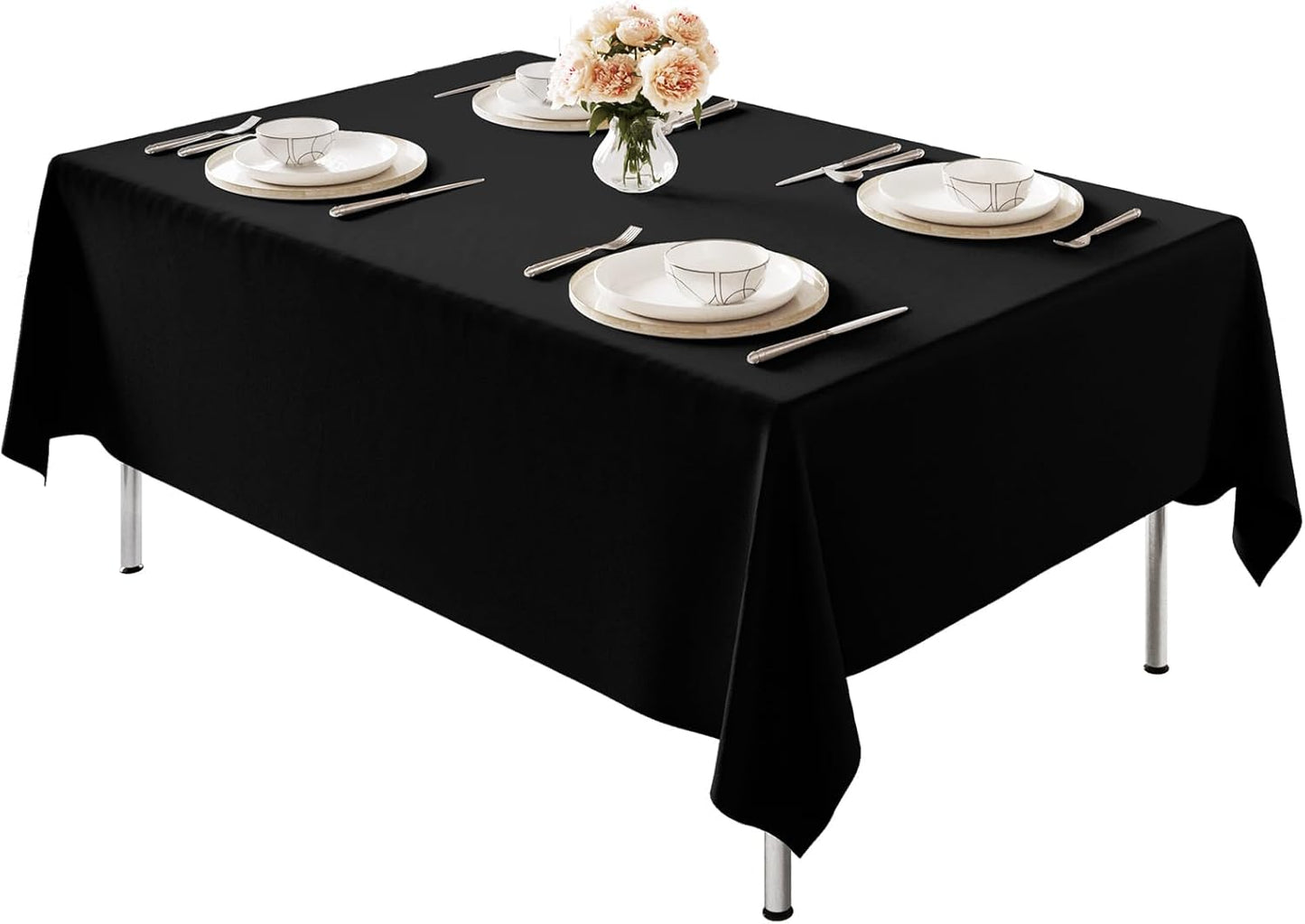 Mantel rectangular negro 60x84pulg tela cepillada poliéster