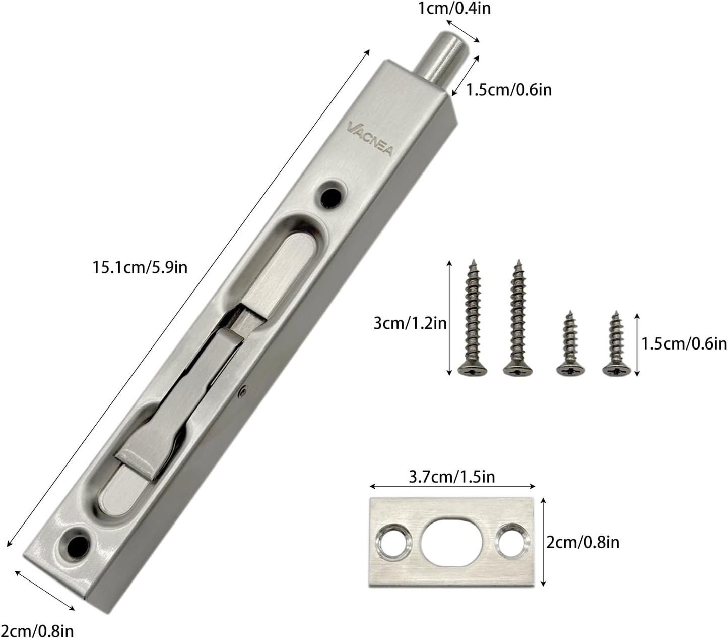Pack 2 Pernos Puerta 6pulg Acero Inox Níquel Satinado