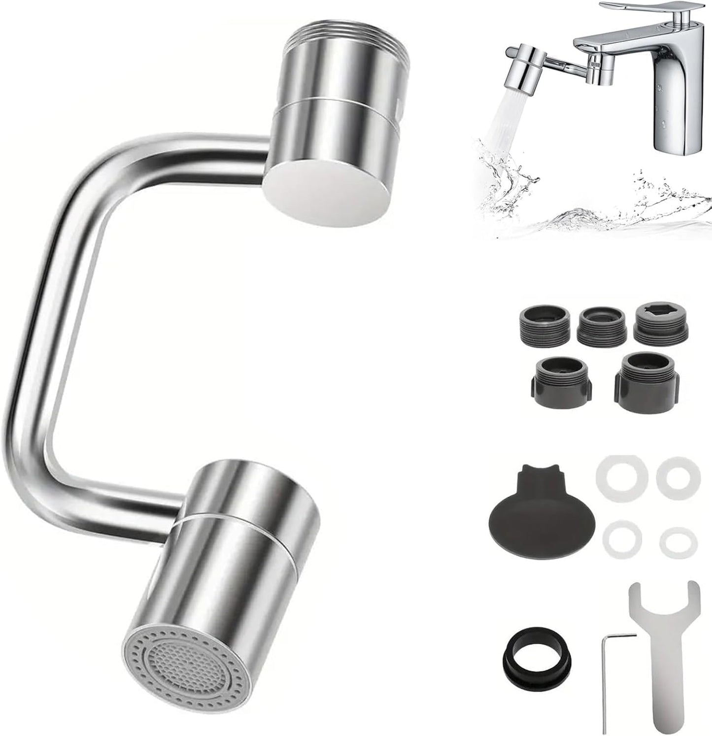 Grifo universal giratorio 1440° con extensión U para fregadero