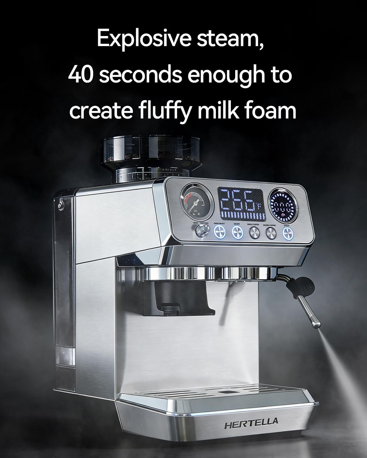 Cafetera Espresso Acero Inox 20 Bar Espumador Leche