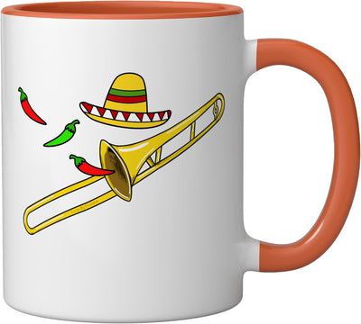 Taza de cerámica para trombón mexicano Cinco de Mayo color naranja/blanco