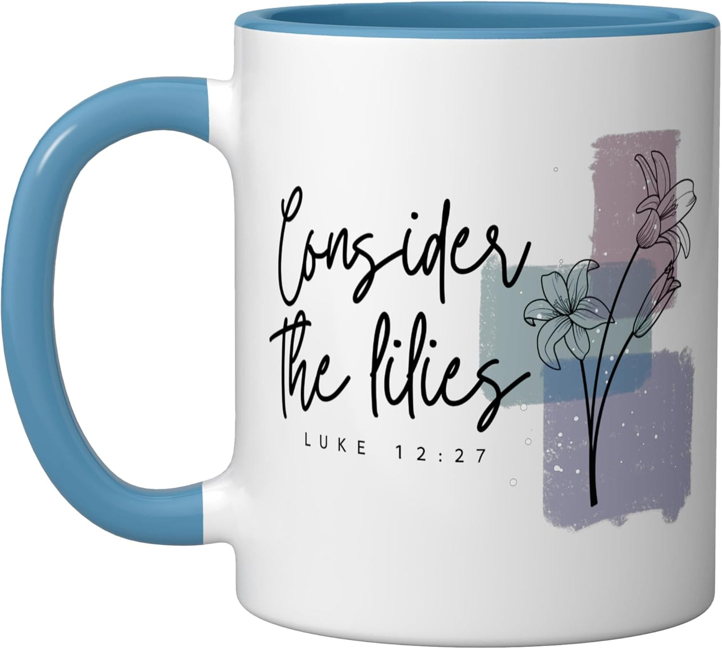 Taza Cerámica con Flores Azul/Blanco