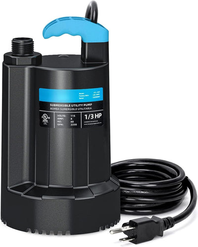 Bomba sumergible 1/3 HP termoplástica 2250 GPH sótano