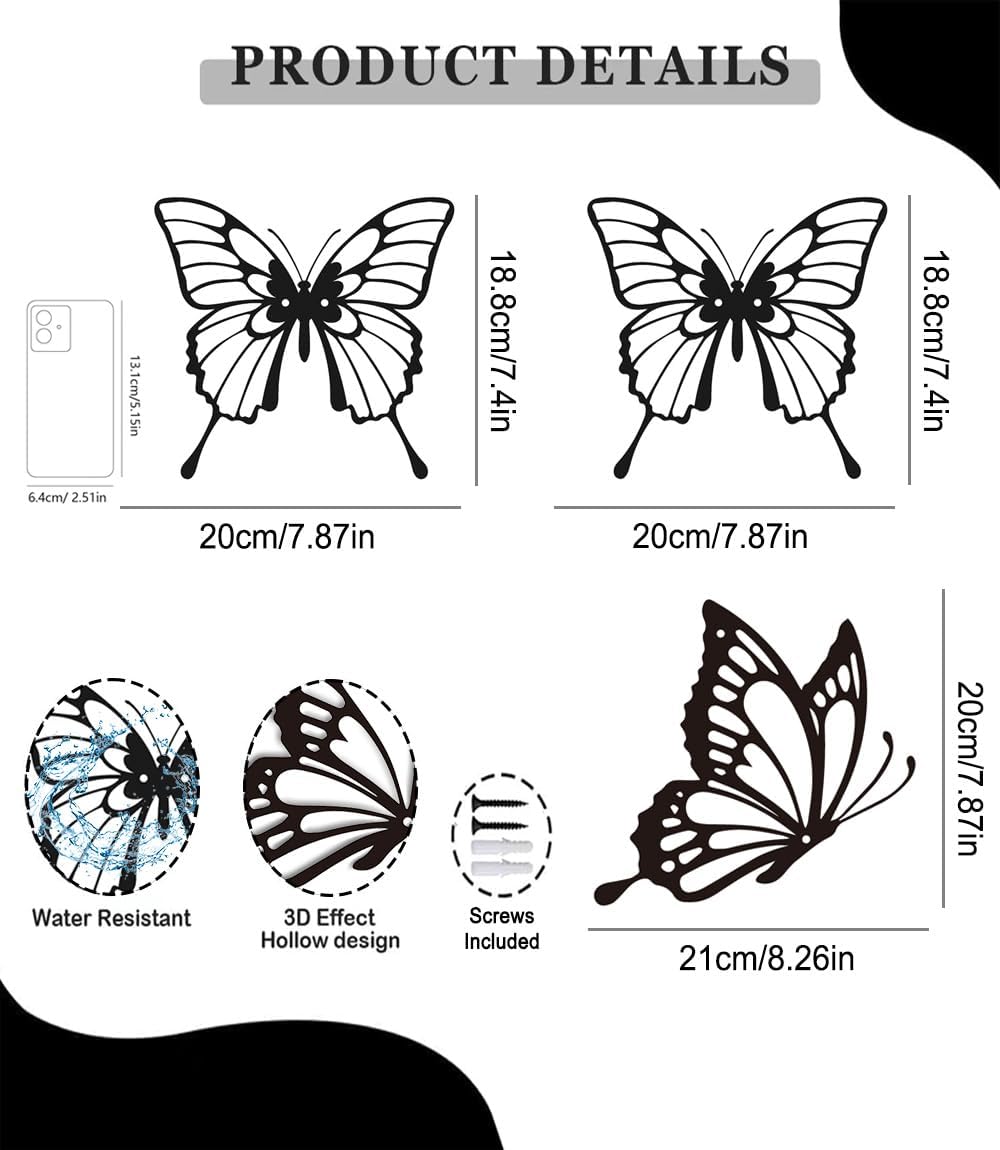 Decoración pared mariposas metal 3 Pzas interiores exteriores
