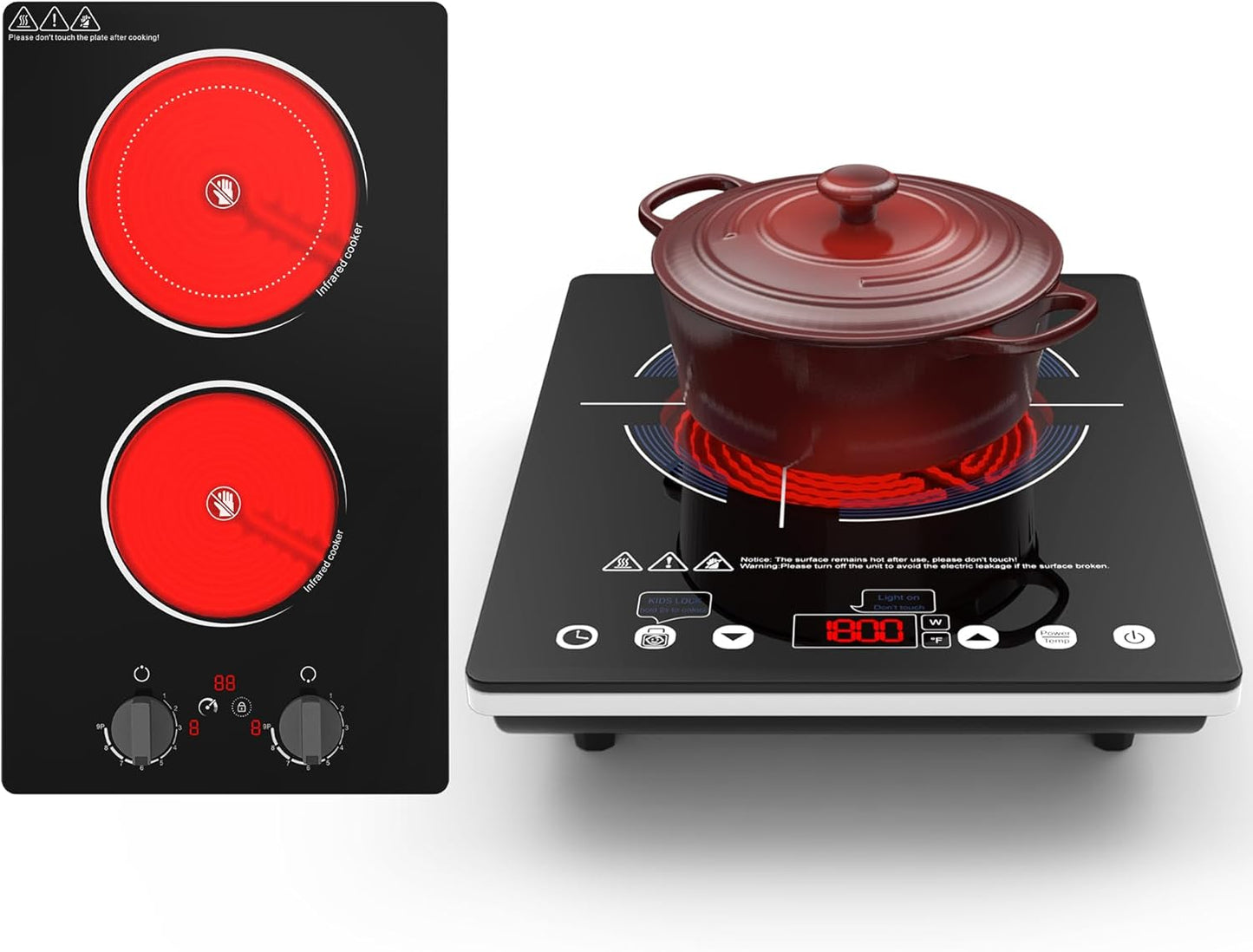 Cocina eléctrica individual doble 110V 9 niveles tactil led
