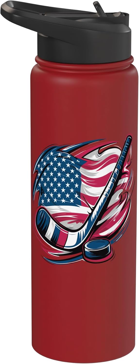 Bottella de agua acero inoxidable bandera USA para hockey sobre hielo