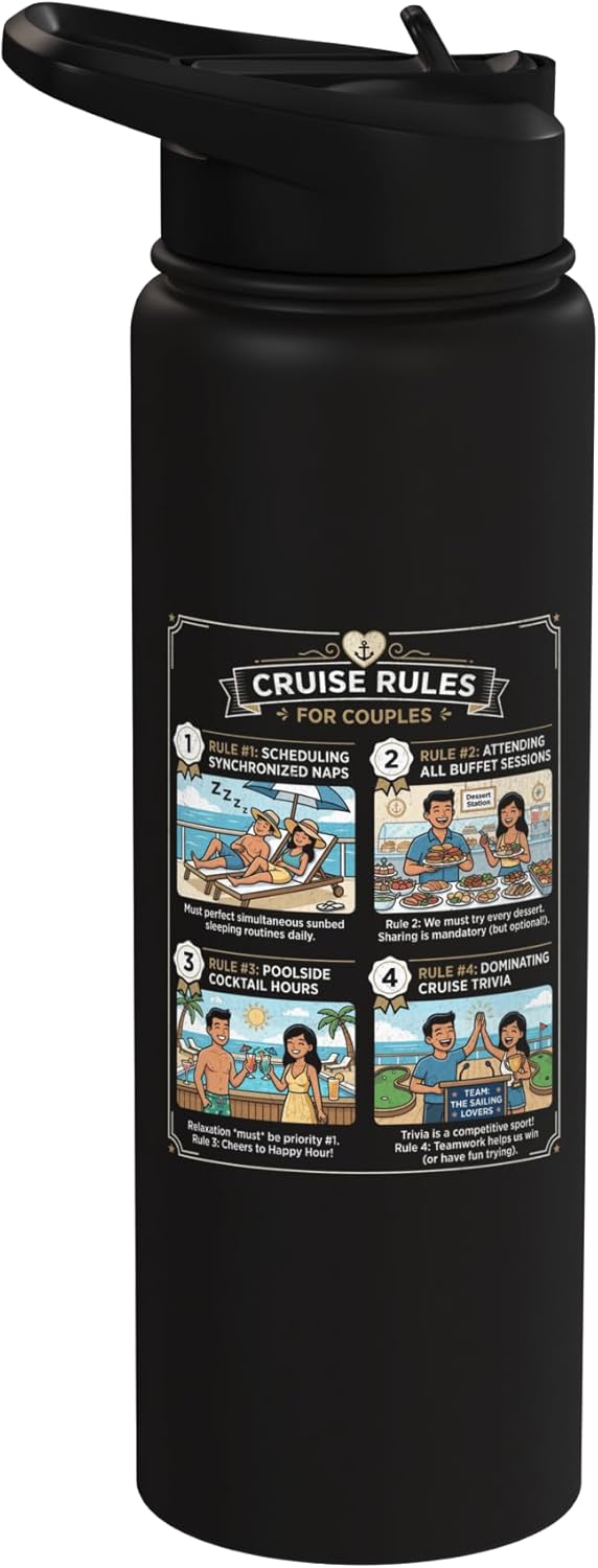 Botella de agua acero inoxidable aislada retro para parejas