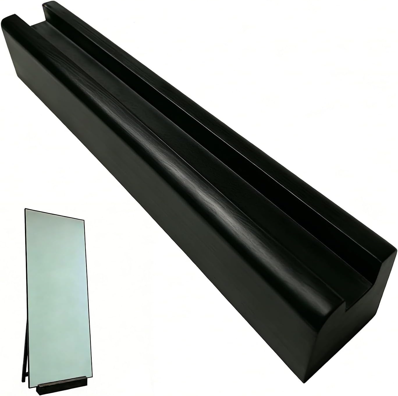 Soporte espejo madera negro base U 12pulg decoración moderna