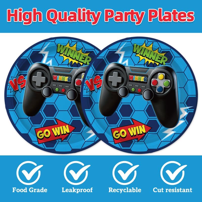Set 40 Pzas Decoración Cumpleaños Videojuegos Platos Servilletas