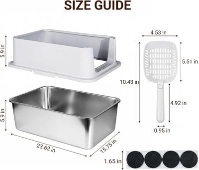 Caja arena gatos acero inox XL antiadherente antifugas