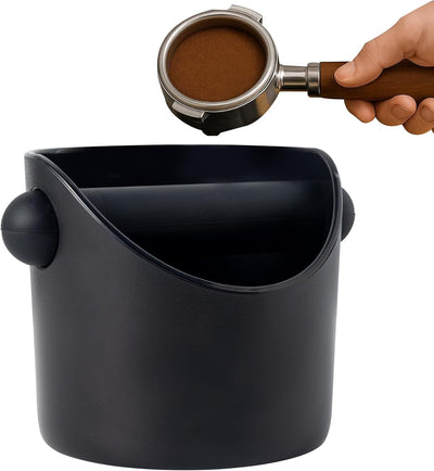 Caja de café espresso knock box con barra extraíble base antideslizante color negro