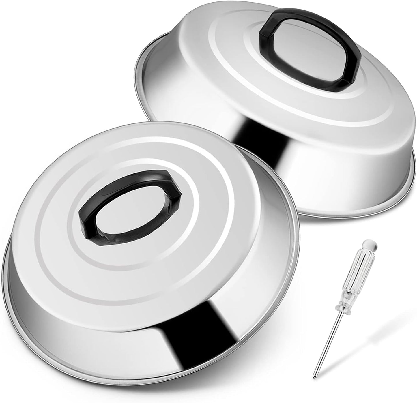 Set 2 Cúpulas Fundir Queso 12pulg Acero Inox Apto Lavavajillas