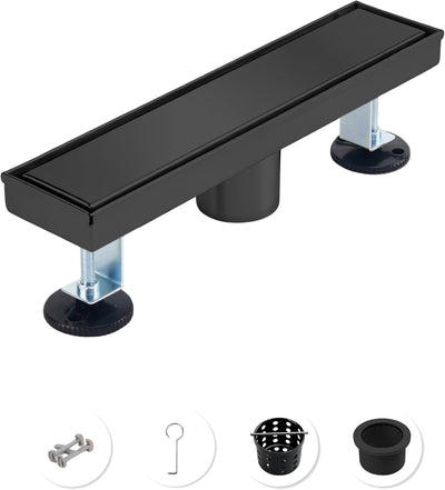 Drenaje ducha negro mate 12pulg acero inox 304 con atrapa cabello