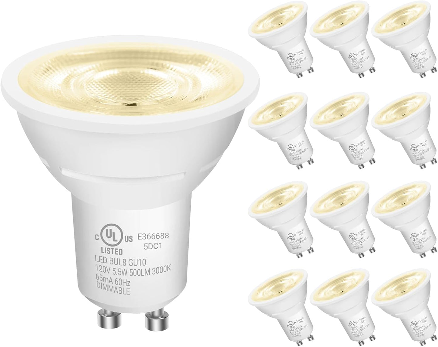 Bombilla LED GU10 regulable 500lm blanco suave 3000K para cocina