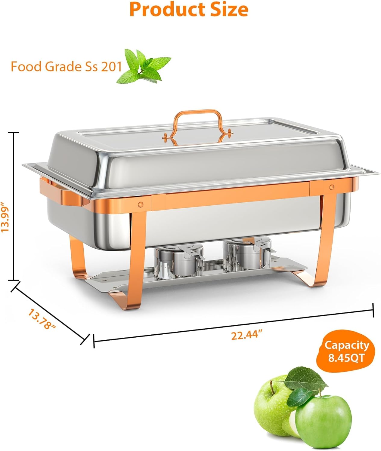 Set 4 Platos Bufé Acero Inox Rectangulares Con Soporte